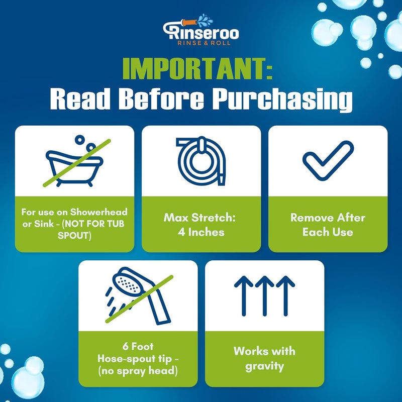 Rinseroo : "Shower Cleaning Thing"–Slip-On Handheld Hose Attachment for Fast, Mess-Free Shower Wall Rinsing–6 Ft Hose, Fits Up to 5" Shower Head –Temporarily Converts Standard Shower into Handheld - Image 4